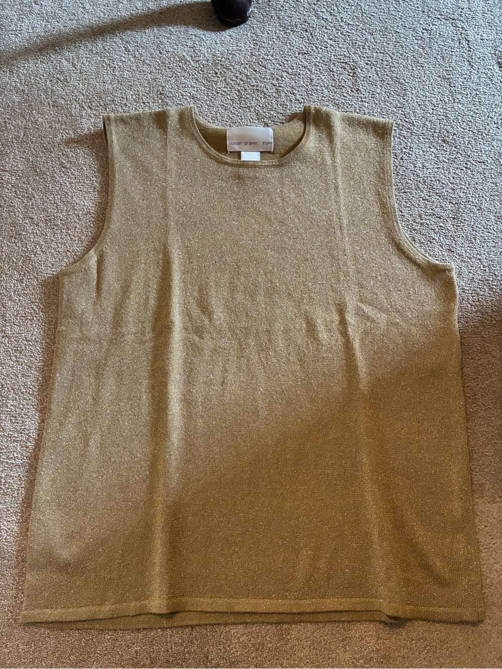 Susan Graver Gold Metallic Sleeveless Knit Top